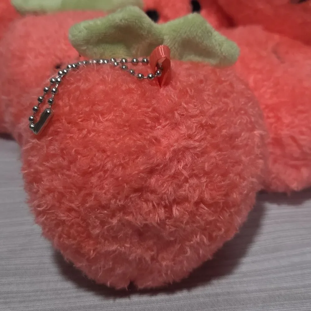 Plush Pink Strawberry Fruit Key Chain Charm Party Favor 8 Count Lot